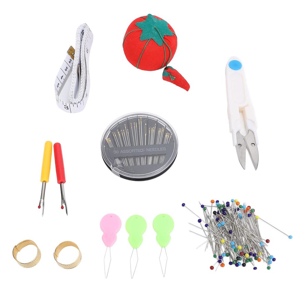 Sewing Pin Cushion Kit Cute Tomato Pin Cushion Glass Ball Head Pins Self Threading Needles Sewing Tool Set