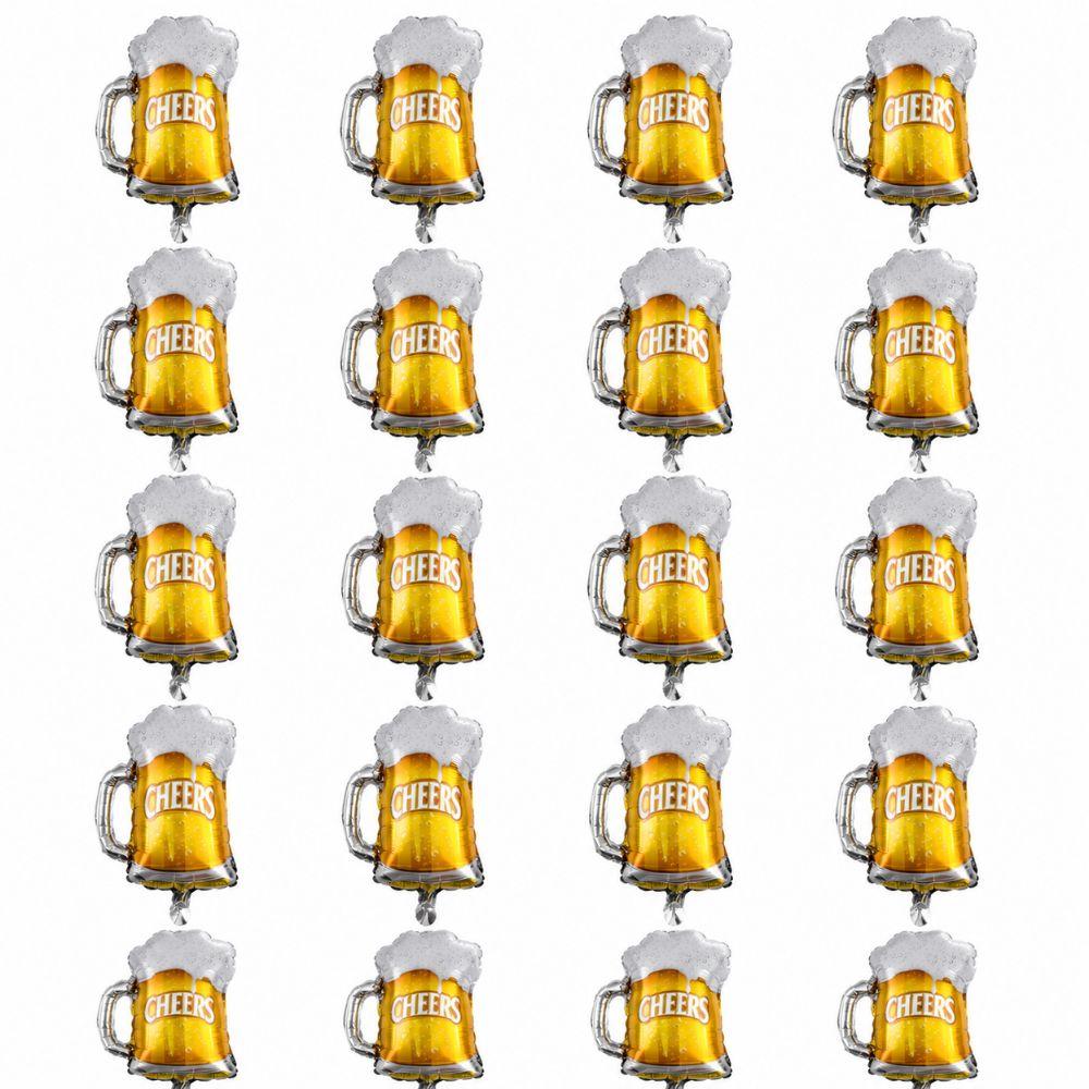 20 Pcs Large Size Beer Mug Balloon Aluminum Foil Foil Balloon Beer Balloon Background Decoration