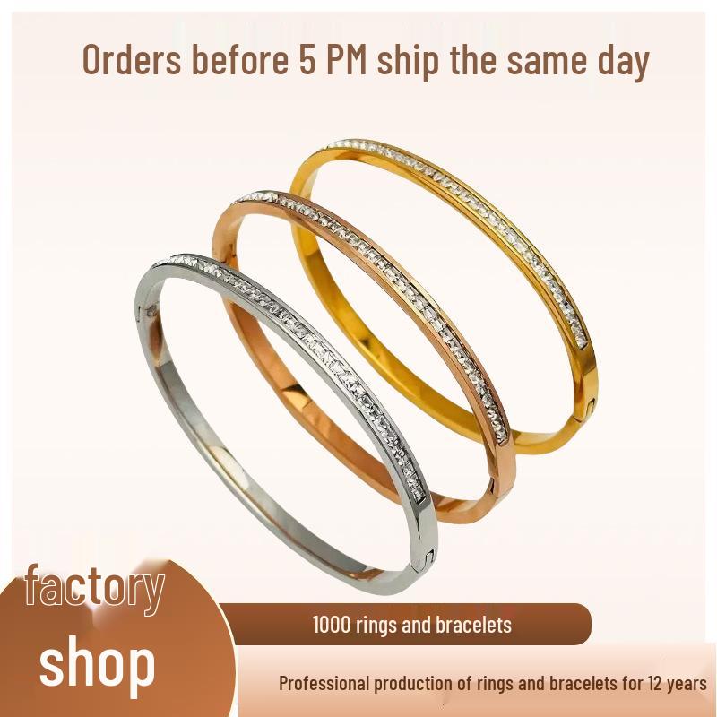 Kajia Women's Colorfast Diamond-Inlaid Titanium Bracelet – Versatile, High-End, Stainless Steel Jewelry