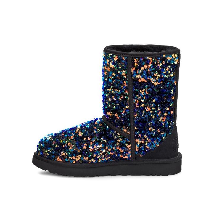 

UGG Classic Short Stellar Sequin Snow Boots Black/Blue Women s 1112514-BLK 37