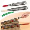 Camping Grillrost Faltbarer BBQ Grillkorb Robuster Antihaft-Netzrost Holzgriff Zubehör für Würstchen Fisch Gemüse BBQ