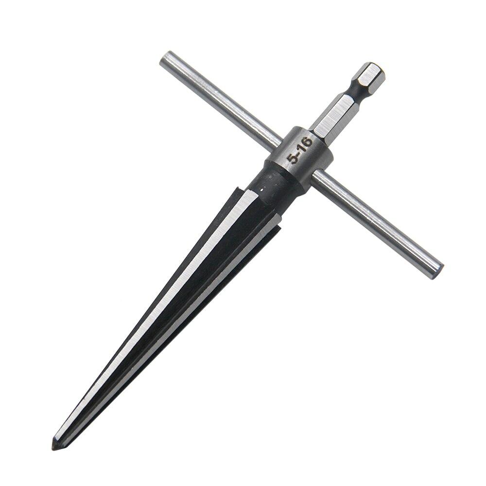 Woodwork Taper Reamer 3-13/5-16mm Wooden Board Electric Drill Hole Expanding Chamfer and Deburring Hexagonal Handle Cut Tool