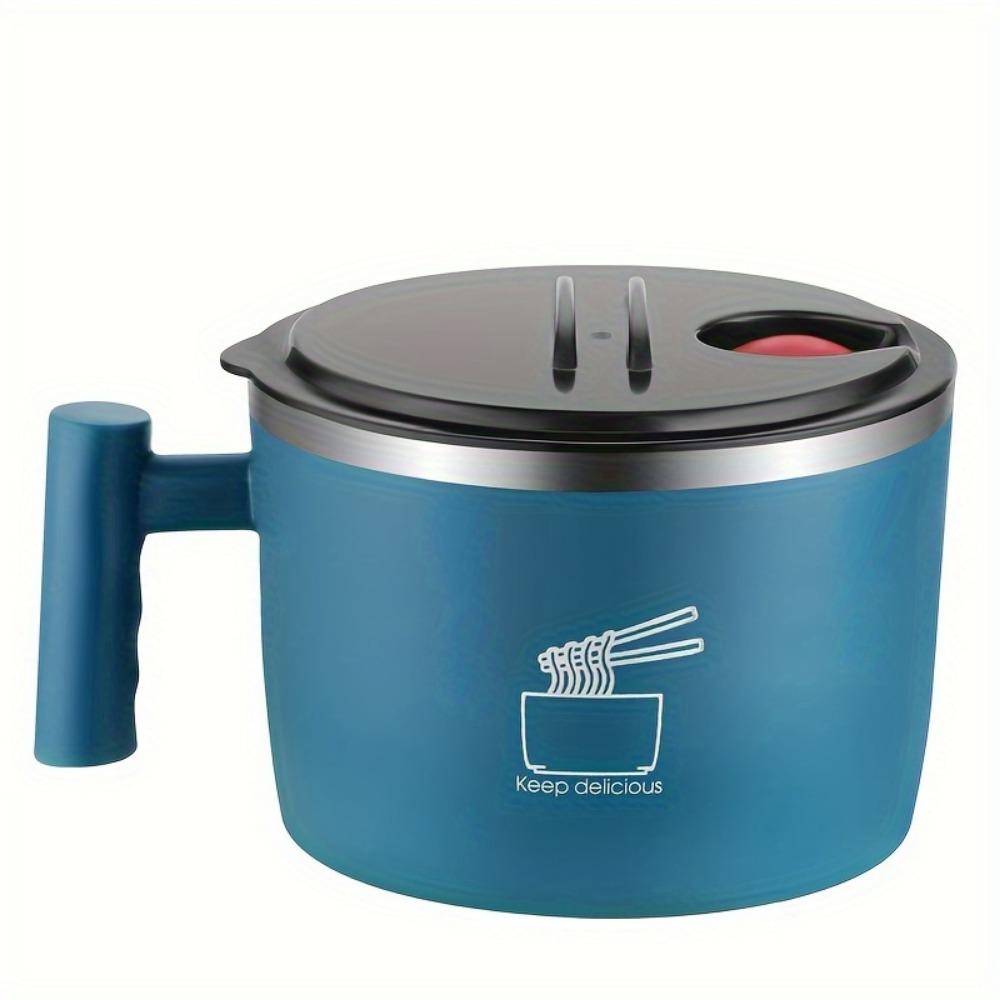 Stainless Steel Instant Noodle Bowl, Lunch Box, Student Dormitory Instant Noodle Cup with Lid, Sealed Portable Drain Bowl