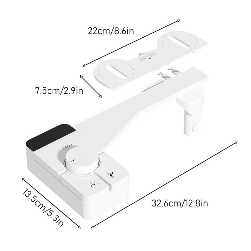White Adjustable Water Pressure Ass Sprayer Bidet Sprayer Attachment Ultra-Slim Toilet Seat Attachment Dual Nozzle Bide