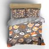 Cute Cartoon Dog Faces Pattern Bedding Duvet Cover Set  (1*Duvet Cover 2*Pillowcases, without duvet insert)