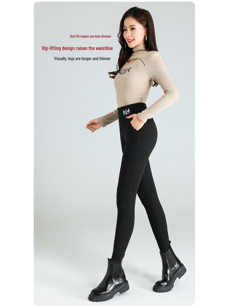 Tjocka Leggings med Fleecefoder för Kvinnor: Hög midja, Lammull, Perfekt för höst och vinter