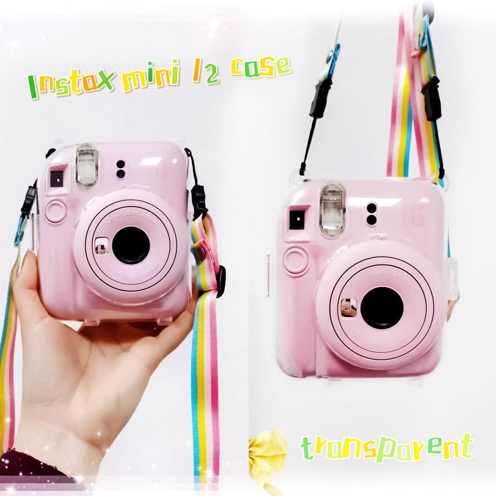 kinokoo Instax Mini 12 Case, Fujifilm Instax Mini 12 Clear Case with Film Storage Pocket and Shoulder Strap