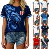 Maglietta da Calcio da Tifoso da Donna Inglese Girocollo Manica Corta Top da Supporter Coppa del Mondo Vestibilità Casual Miscela di Cotone Leggero