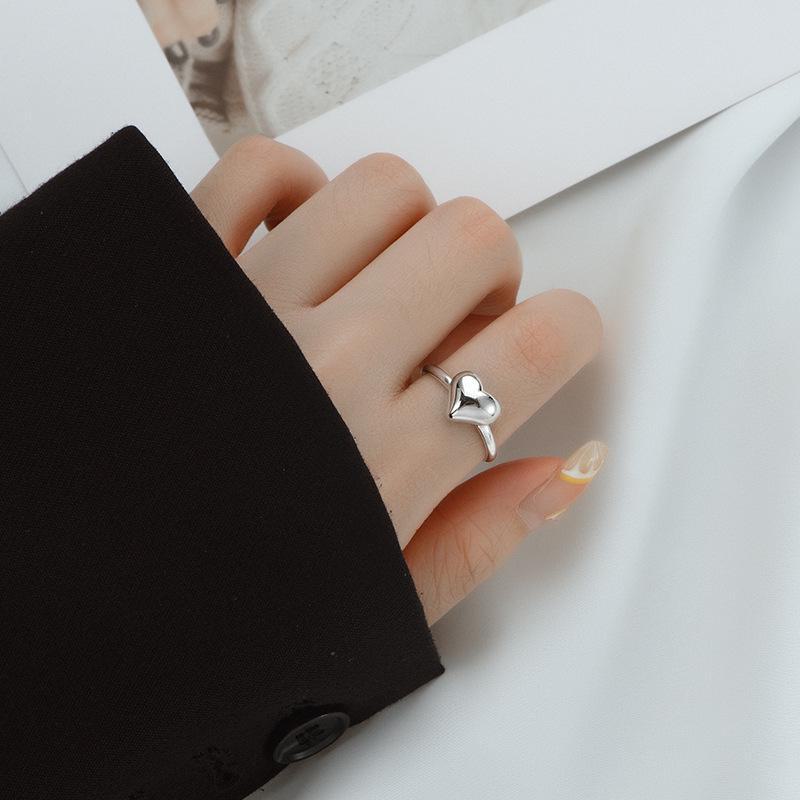 Banyan Tree S925 Silver Luxury Heart Ring - Minimalist Cold Style for Women