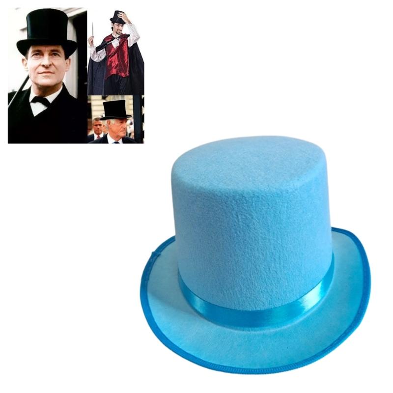 Sombrero de Copa de Mago para Cosplay Fieltro Gorro de Mago Accesorio para Disfrazar Adultos Adolescentes