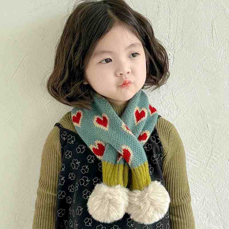Children'S Warm Cross Scarf, Knitted Thickened Cold-Proof Neck Scarf, Men'S And Women'S Foreign Scarf