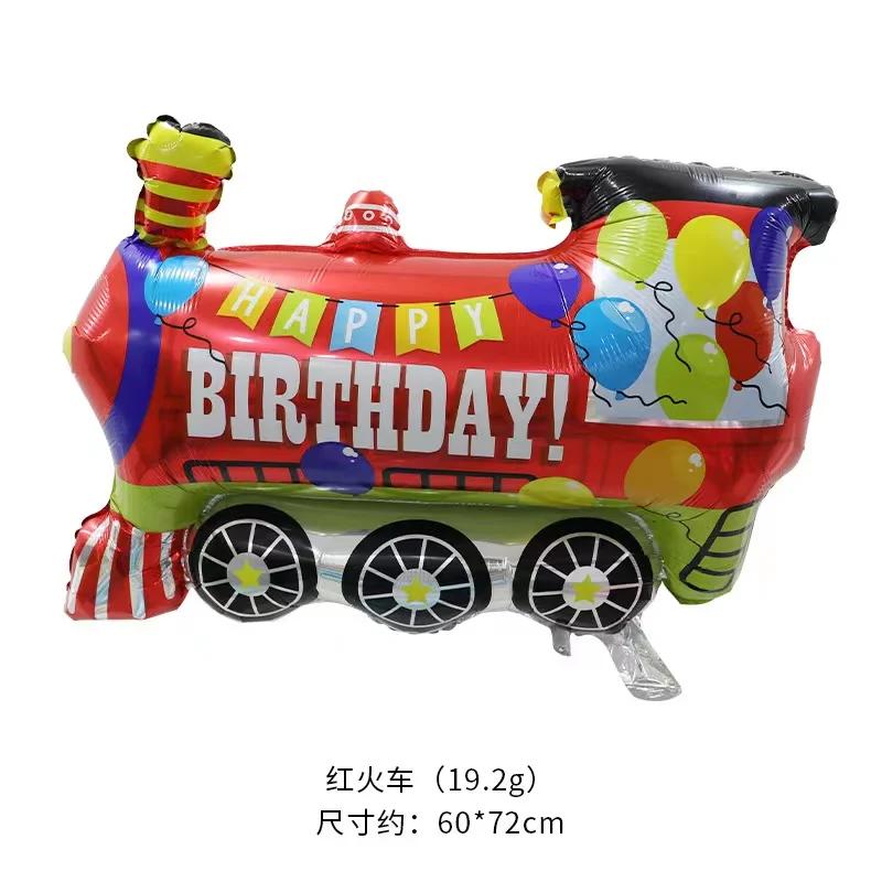 1Pc Cartoon Car Balloons Train Fire Truck Tank Engineering Car Tractor Aluminum Film Balloon Birthday Party Baby Shower Toy