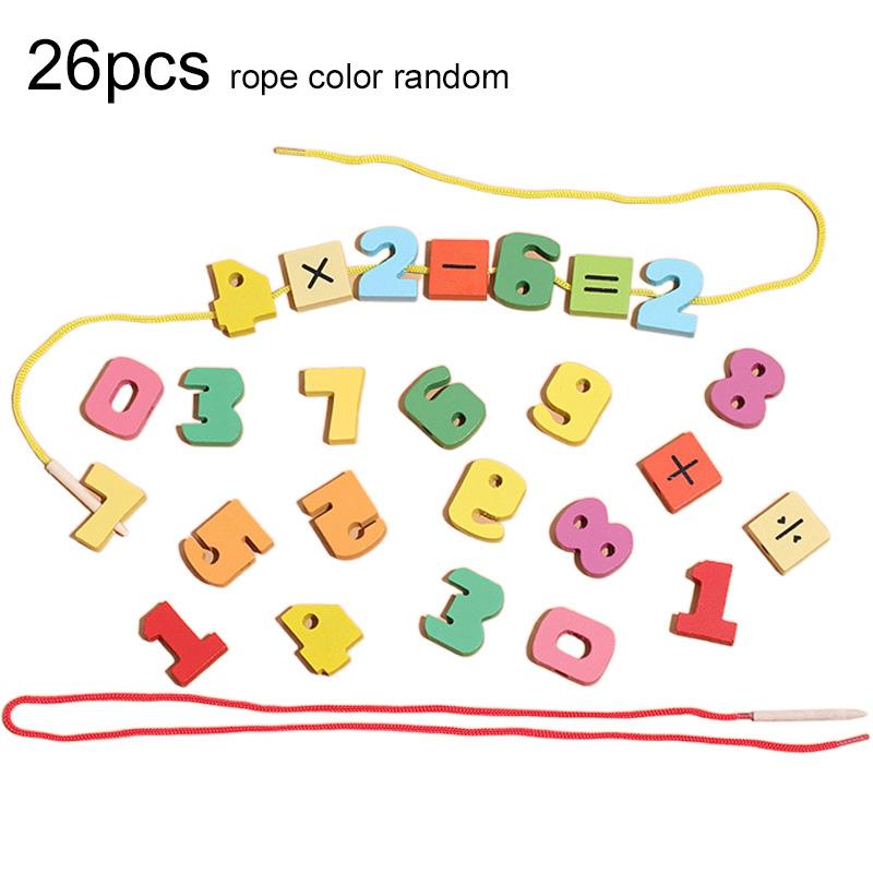 

26Pcs Wooden Toys Children Monterssori Educational DIY Stringing Threading Toy Animal Fruit Numbers Kids Birthday Gifts TMZ