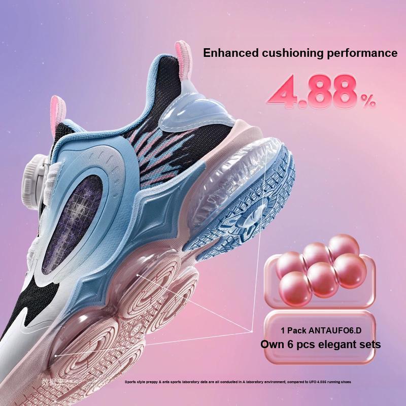 Anta Kids UFO 6.0 Body Measurement Test Non-Slip Wear-Resistant Breathable Low-Top Running Shoes Kids Sneakers Black White Blue 322439901-4
