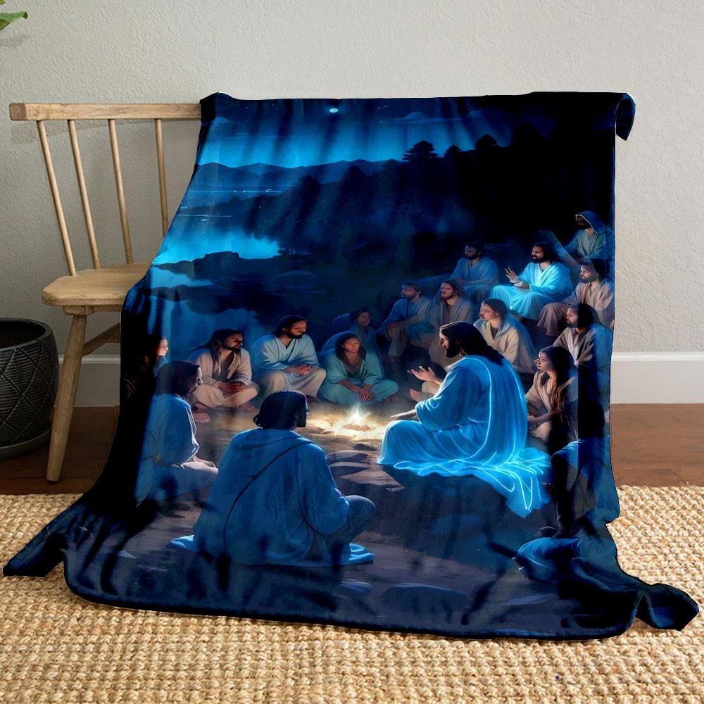 

Jesus and Disciples Night Gathering Blanket Printed Blanket for Living Room Bed Couch lunch break Soft Cozy Blanket for Friend s festival Gift 80cm x 120cm