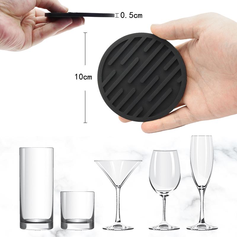 Round 10cm Silicone Coaster - Soft, Heat-Resistant, Marble Stripes, Water Draining