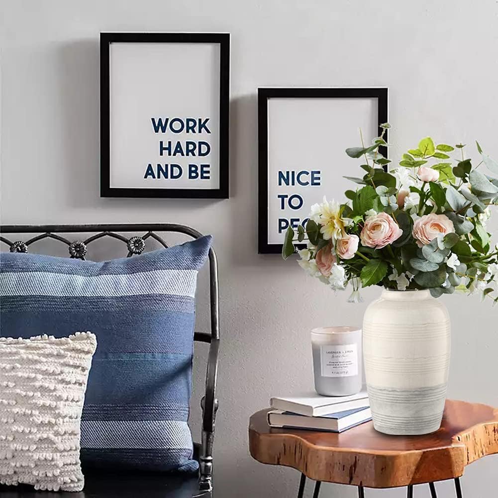 Villa Como Ceramic Flower Vase, 23cm Tall, Large, Stylish, Beautiful Interior Decoration for Rooms, Offices, and Indoors