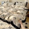 Li Lang Hepburn Style Floral Ruffle 4-Piece Bedding Set