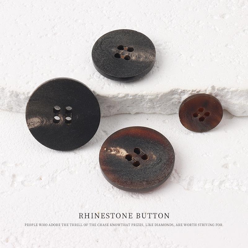 5pcs High-End Matte Surface Horn Buttons Blazer Sweater Four-Eye Buttons Versatile Coat Trench Coat Buttons