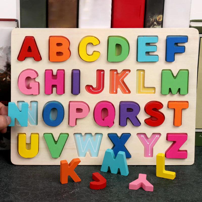 Dětské Alfabetické Aritmetické Číselné Puzzle Dřevěné Montessori Předškolní Učení Vzdělávací Hra Hračka Narozeninové Dárky Pro Děti