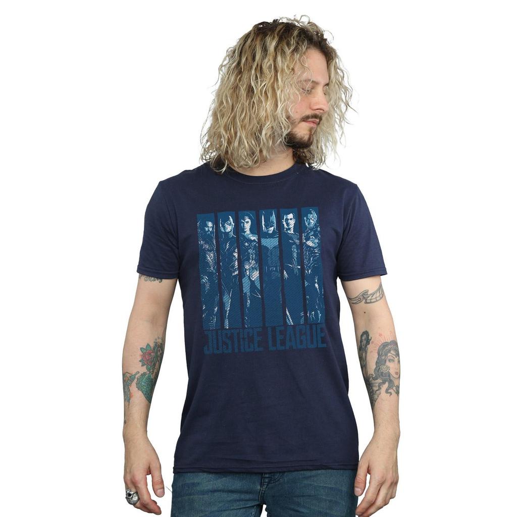 DC Comics Mens Justice League Movie Double Indigo T-Shirt