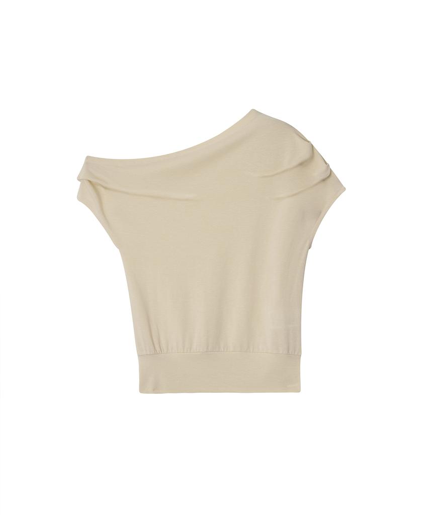MARROT Drape Asymmetrical Tee_Cream Beige