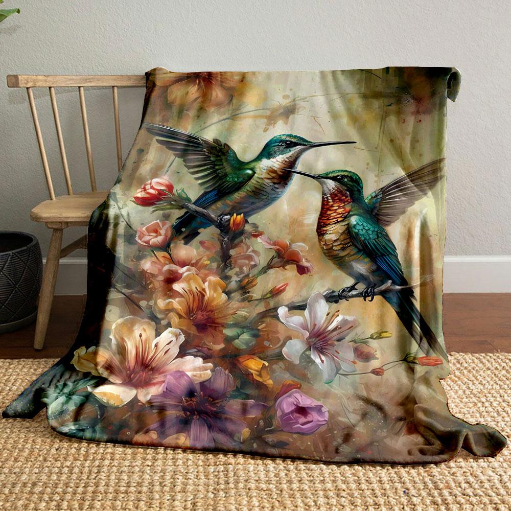

Hummingbird Floral Art Blanket bedroom Blanket for Livingroom Couch lunch break Soft throw for Friend s festival Gift 80cm x 120cm