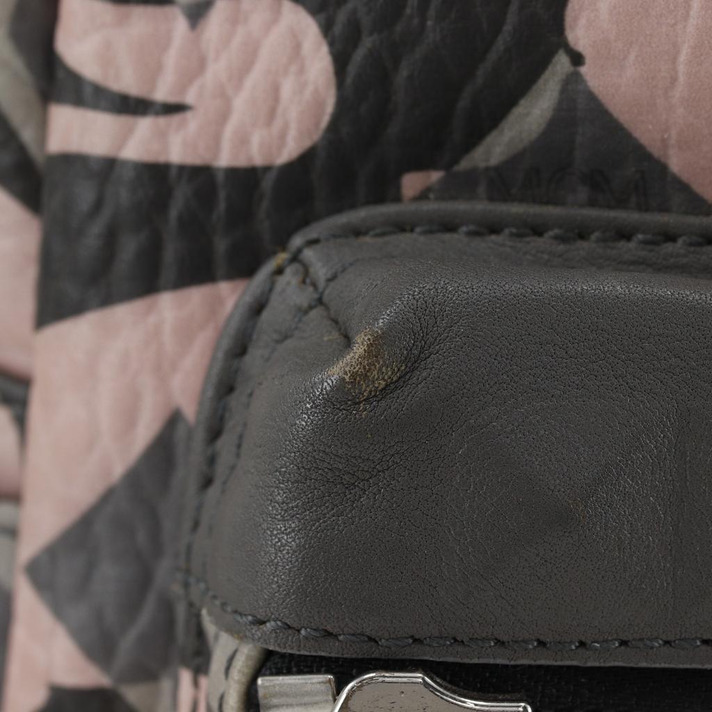 MCM Studs Backpack Daypack Camouflage Pattern pink Calfskin Women Used