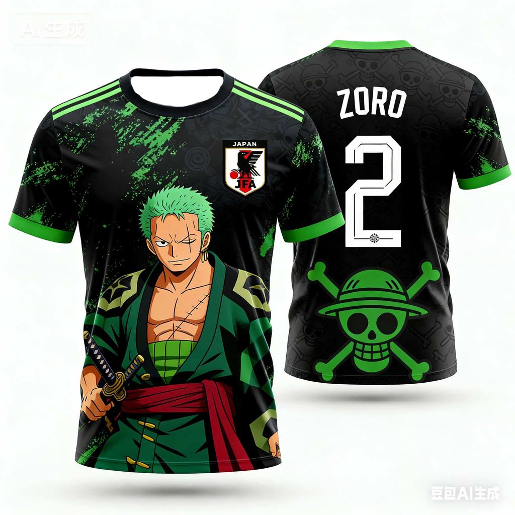 2026 Japan One Piece Luffy Football Jersey T-shirt Kids Football Special Jersey Kit Adult Men's Quick-Drying Sweatshirt