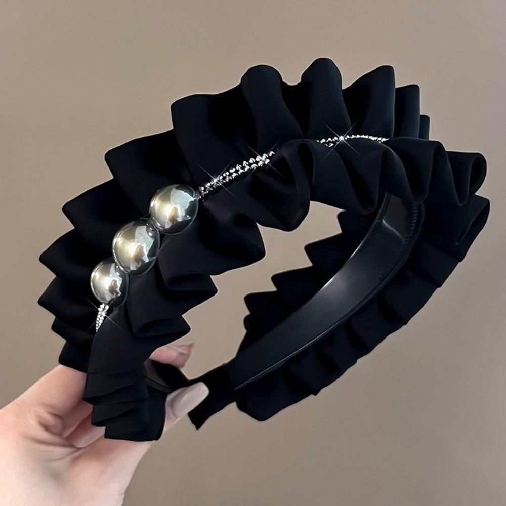 Cloth Women Hair Hoop Wide Wrinkle Headband Fashion Black Hairband  Women