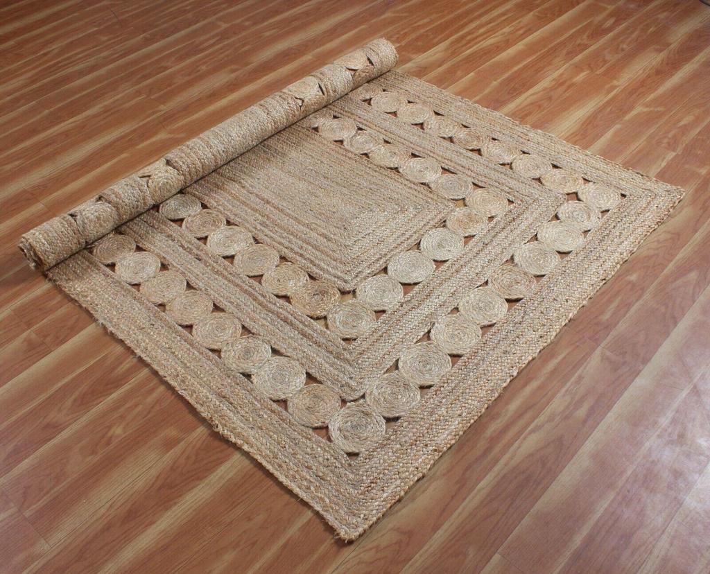 Rug Round Natural Jute Carpet Area Floor Mats Living Room Rug Indoor & Outdoor Rug