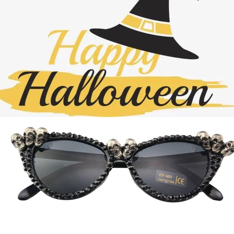 Skull Ladies Halloween Sunglasses Party Decoration Zircon Border Glasses Plastic