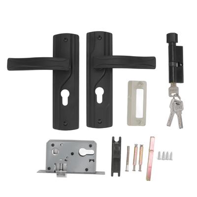 Poignée de porte Serrure Acier Manganèse Roulement Silencieux Universel Ensemble de Serrure à Levier de Porte avec Clés pour Maison Chambre Noir