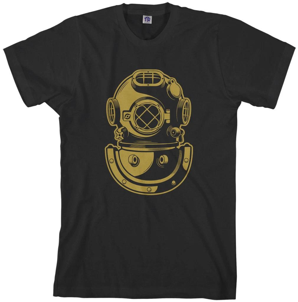 Threadrock Men s Deep Sea Diver Helmet T shirt Navy Gift XL
