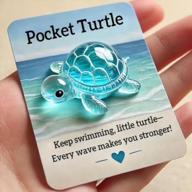Animal Pocket Hug Gifts, Cute Turtle Encouragement, Resin Animals Token with Mini Pocket Hug Greeting Cards, Encouragement Greeting Card Gifts