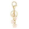 Initial Keychain White/Pink Flower Charms for Key Cute Letter Keyring for Handbag Backpack Key Ring Accessories