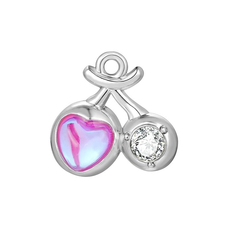 Stainless Steel Charms Crystal Zircon Cherry Moon Star Heart Bow Knot Sun Pendant Beads For Jewelry Making Woman DIY Accessories