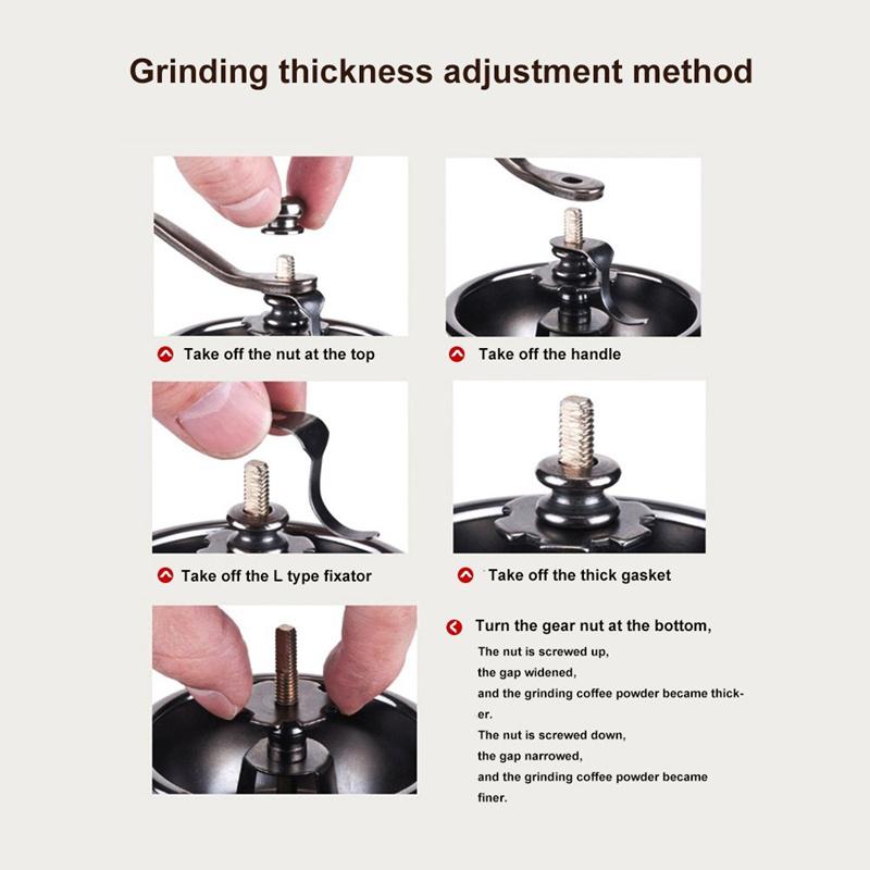 Retro Manual Coffee Grinder Stainless Steel Coffee Grinder Mill With Coffee Cleaning Brush Wood Design Coffee Machine