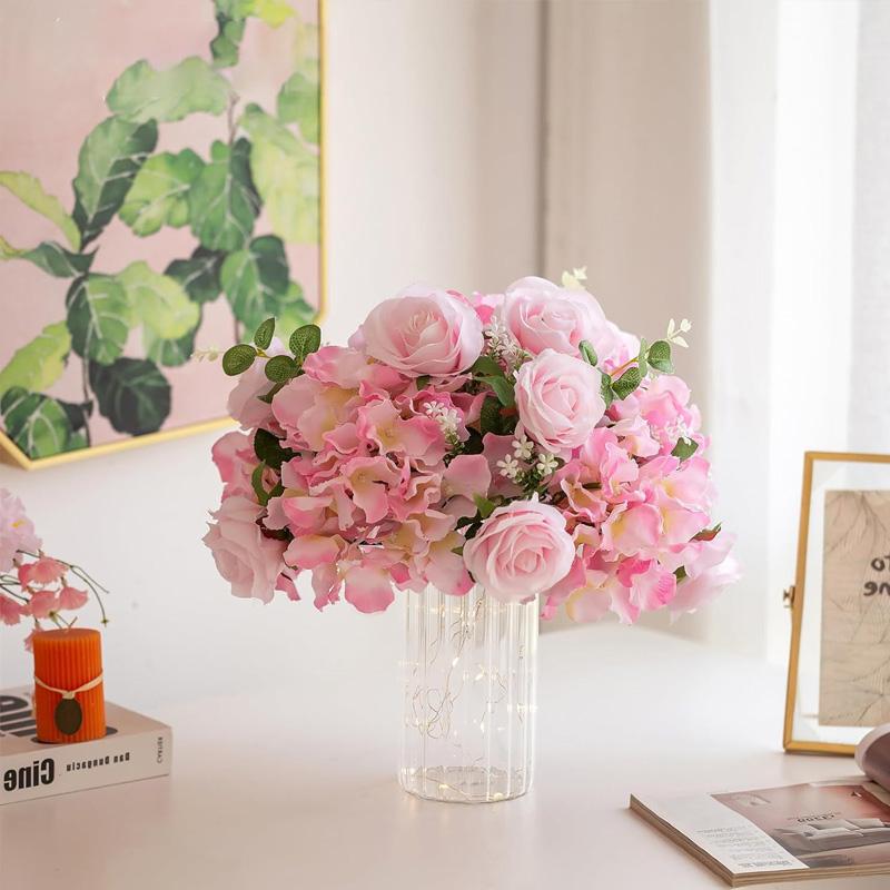 1Pc Floral Arrangements Bouquet Beautiful Centerpiece Table Decorations Road Guide Decor Rose Ball Roman Column Silk Flower