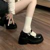 Little Mary Jane Thick Soled College Style Black Shiny Small Leather Shoes Versatile Shallow Mouth Single Shoes