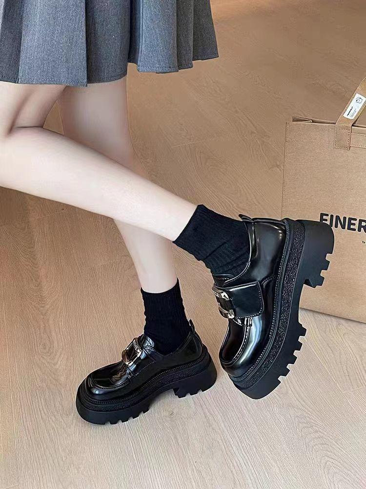 Platform Woman Pumps with Medium Heels Round Toe Black Japanese Style Lolita Shoes for Women Shoe Casual Chic and Elegant Spring