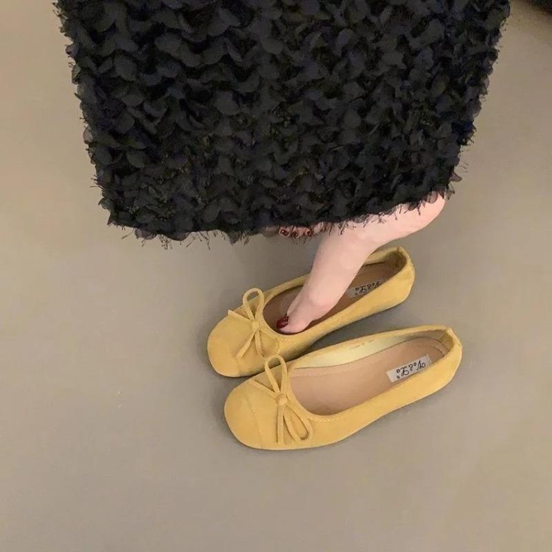 Women's Flat Shoes French Style Shallow Mouth Single Shoes Low-top Walking Flats Soft Sole Comfortable Ballet Flats Womens Shoes