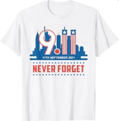 T-Shirt zum Gedenktag des 11. September 2001 mit amerikanischer Flagge