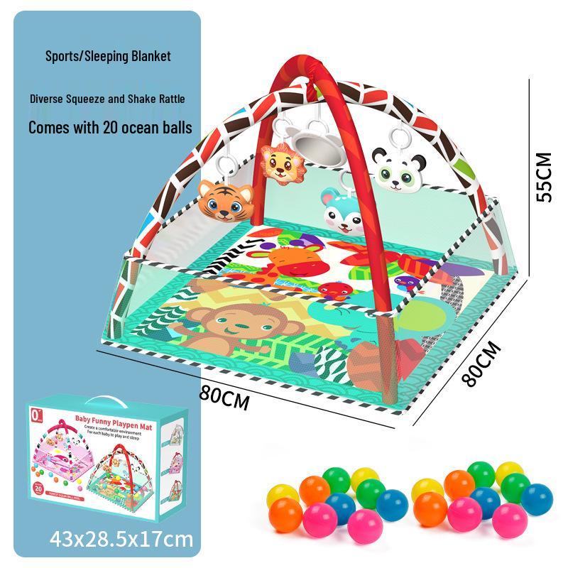 Grenzüberschreitender Baby-Laufstall & Fitnessrahmen: Früherziehung Ozean Krabbelmatte & Bällebad Spielzeug für 0-18 Monate.