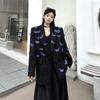 Niche Design Shiny Detachable Butterfly Black Blazer for Women Spring Autumn Loose Padded Shoulder Casual Suit Outerwear