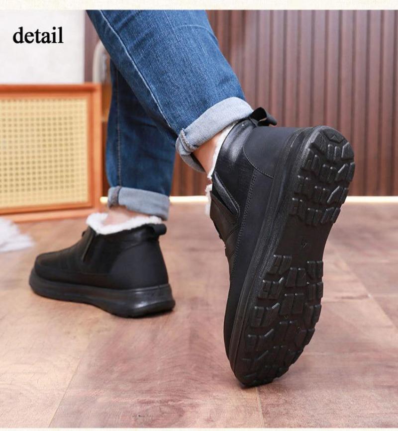 Men Winter Warm Snow Boots Casual Lightweight Anti Slip Faux Fur Lined Ankle Booties Waterproof Comfortable Plush Lined Short Boots