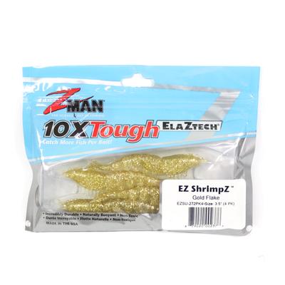 Zman Isca macia Shrimpz 3,5 polegadas 4/pacote Gold Flake (2376)