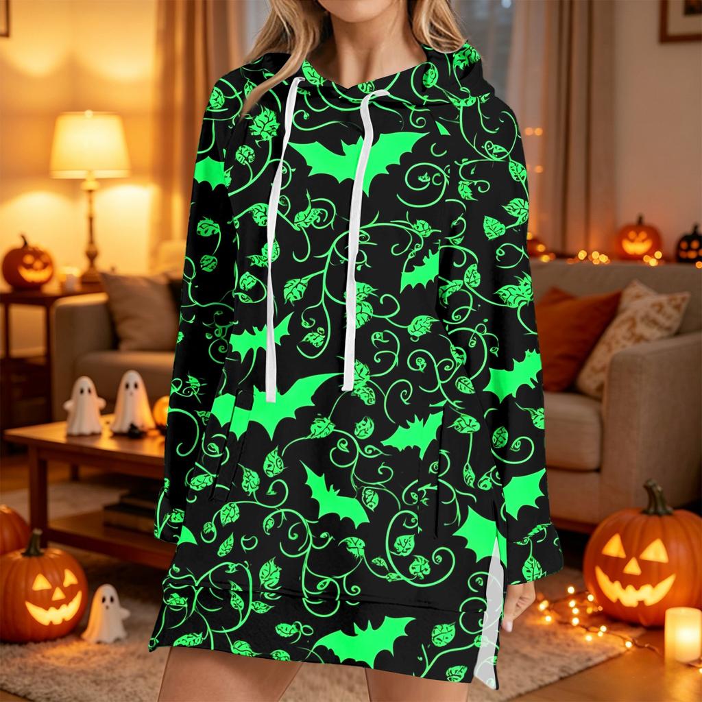Women's Casual Long Sleeve Halloween Print Hoodie Pullover Top