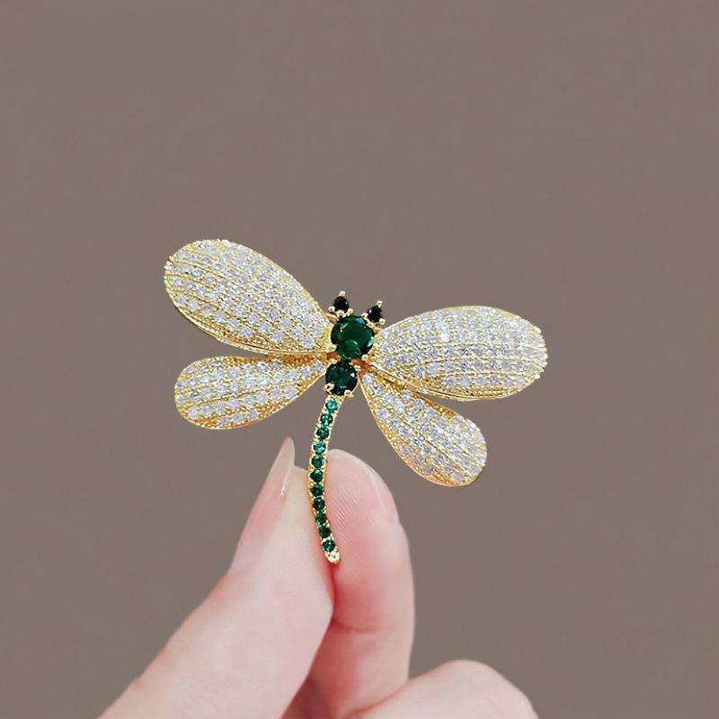 Dragonfly Brooch for Women High-end Rhinestone Niche Suit Brooch Anti-glare