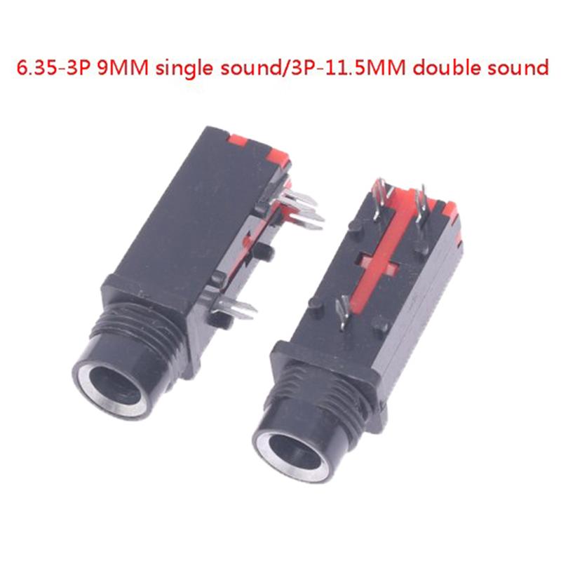 2Pcs 6.35Mm Audio Jack 3Pin Stereo Audio Socket Microphone Welding Line